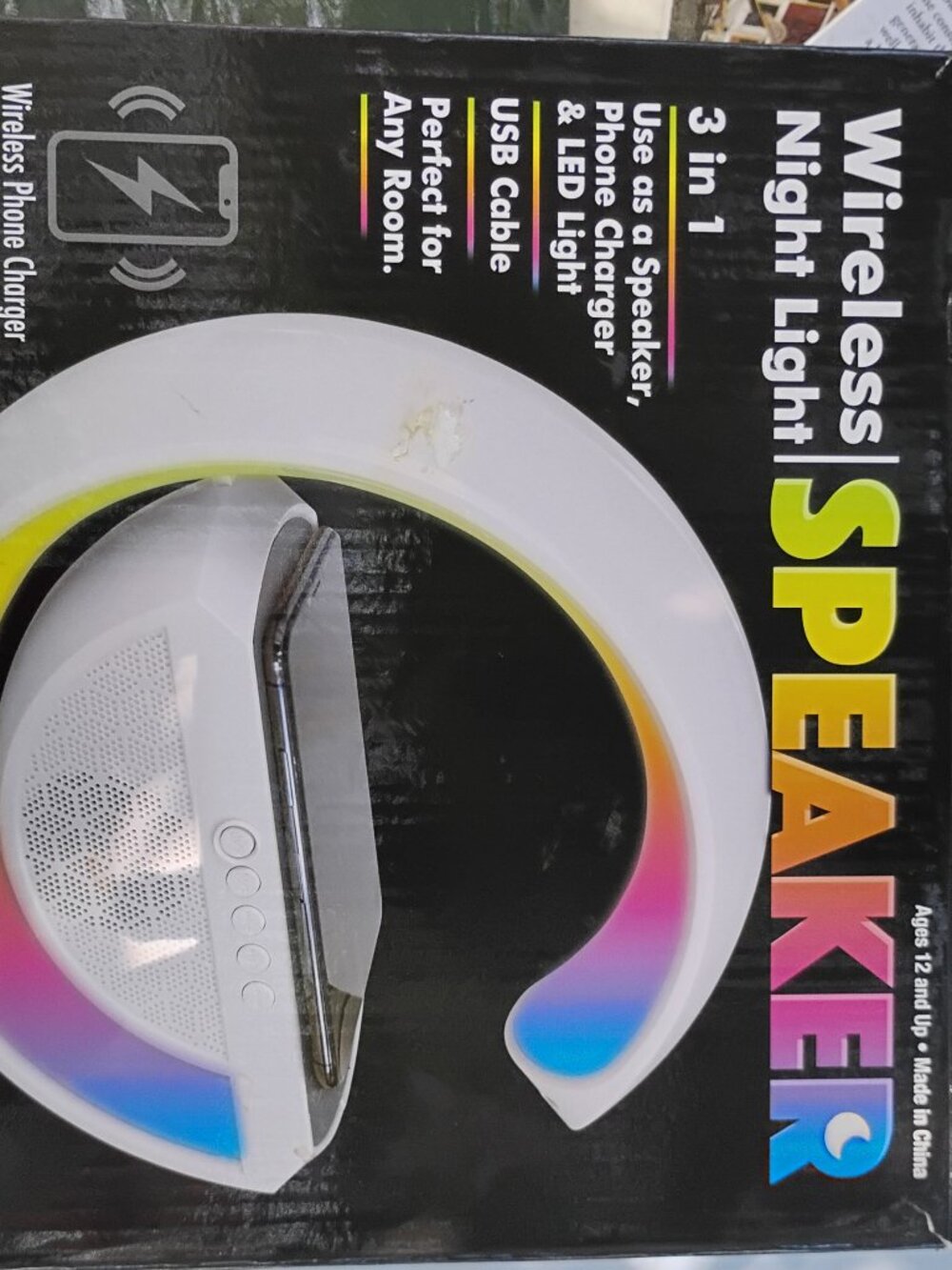 RGB Night Light Speaker with Wireless Phone Charging